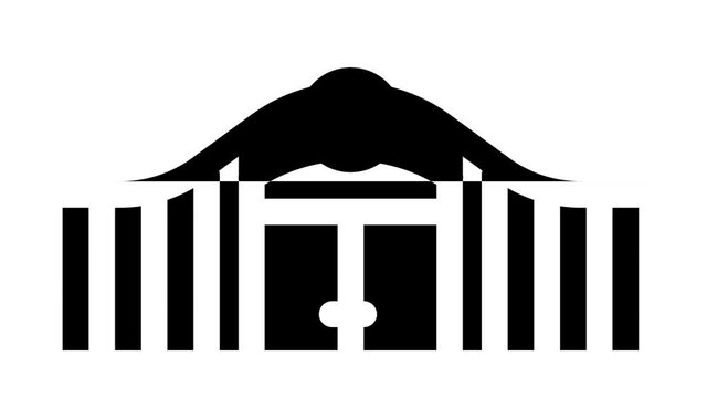 railway station animated glyph icon railway station sign. isolated on white background