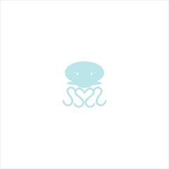 squid logo vector template heart