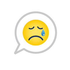Chat message bubble Emoji tearful face symbol vector illustration