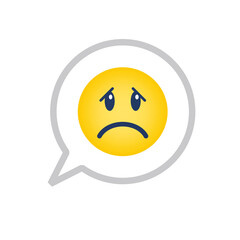 Chat message bubble Emoji worried face symbol vector illustration