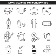 set of medicine coronavirus icons