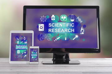 Scientific research concept on different devices