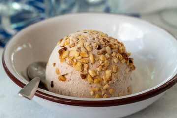 Tartufo of chocolate  ice dessert from the South of Italy