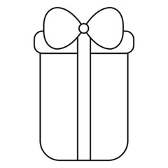 Gift. Sketch. The surprise box is tied with a bow. Vector illustration. Isolated background. Coloring book for kids. Doodle style. An elongated rectangular box. A present. Festive mood. Happy new year