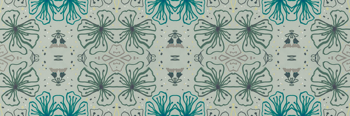 Flowers folk design. Seamless ethnic ornament. Hand drawn bohemian print.