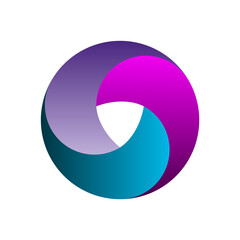 Impossible circle shape. Three overlapping parts infographic. Business presentation, chart, graph, diagram. 3 options, steps, processes. Colorful infographic design template. Vector illustration, flat