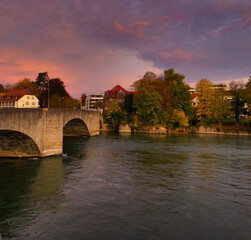 Naklejka premium old bridge over the river