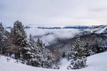 Fototapeta na wymiar Winter in Andorra Pyrennes landscape