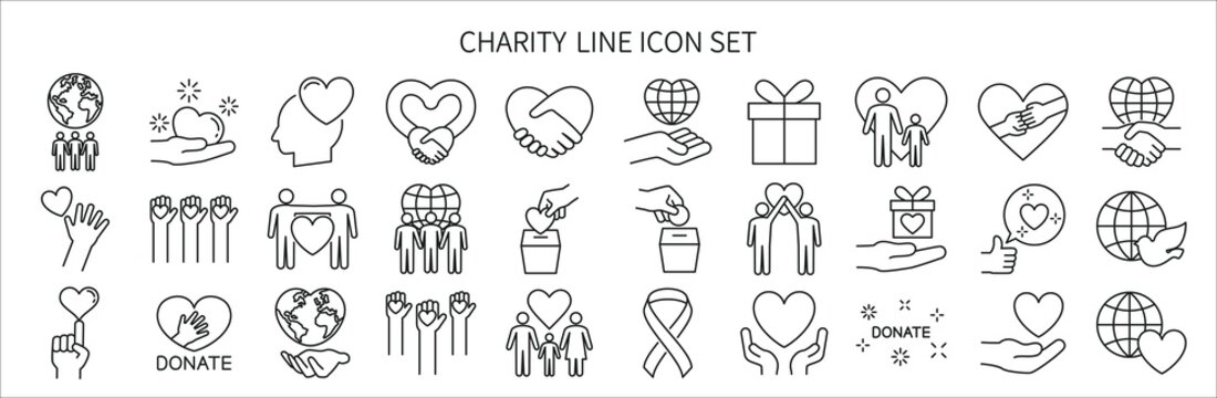 Icon Set Related To Charity And Donations