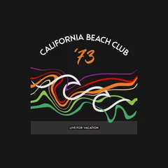 Fotobehang Vector illustration on the theme of california beach club. Vintage design. Typography, t-shirt graphics, poster, banner, flyer, print, postcard © sector9