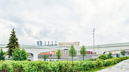 Obraz premium Coastal Forest and Floating Bridge in Zaryadye Park in Moscow, Russia
