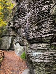 Ancient rock formations along the river 