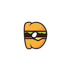 Letter D logo icon. Burger vector logo template. Letter D Fast Food Burger Logo Design for Brand Label Food and Menu Restaurant or Cafe