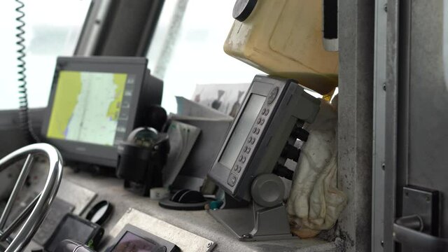 Cockpit of a boat driving hd