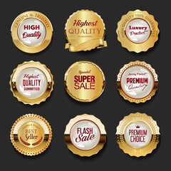 Luxury premium sale golden badges and labels collection