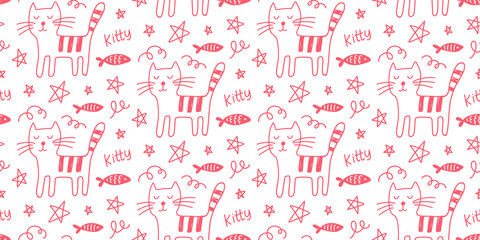 Vector Cat seamless pattern