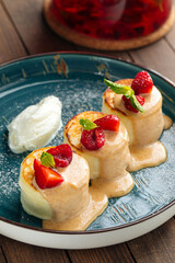 Sweet russian cottage cheese pancakes syrniki dessert
