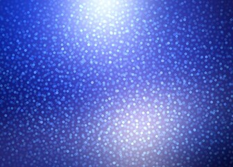 Glittering confetti on glowing deep blue background. Classical winter holidays decorative textured template.