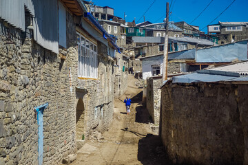 Architecture and streets of the ancient village of Richa in Dagestan