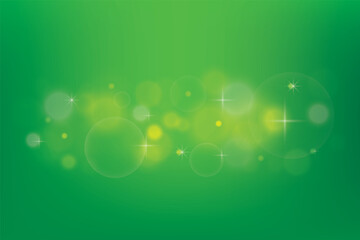 Abstract gradient background with green color and bokeh light pattern. Vector illustration.