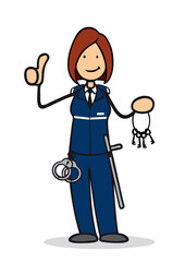 Fototapeta premium Weibliche Justizvollzugsbeamtin hält Daumen hoch