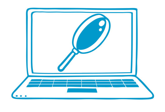 recommend clip art: Lupe Icon auf Laptop Bildschirm als Recherche Konzept
