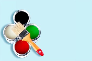 Paint cans and paint brushes the perfect interior paint color