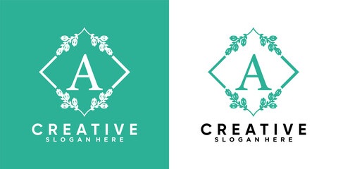 latter a and decoration logo design with creative concept