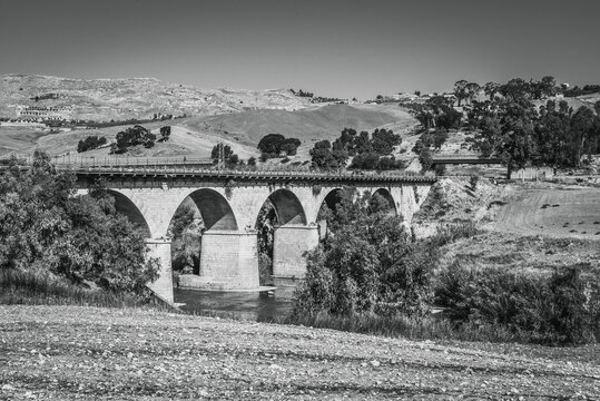 Salso River Near Riesi and Sommatino, Province of Caltanissetta, Sicily, Italy, Europe