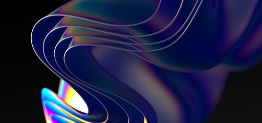 Liquid shapes abstract holographic 3D wavy background