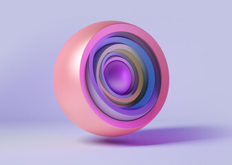 Colored nested spheres, 3d rendering