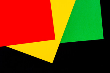 Abstract geometric black, red, yellow, green color background. Black History Month color background with copy space for text
