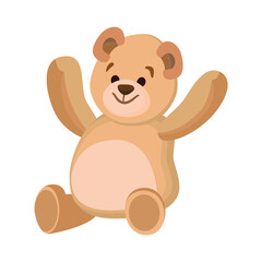 Soft teddy stuffed. Teddy bear toy, vector