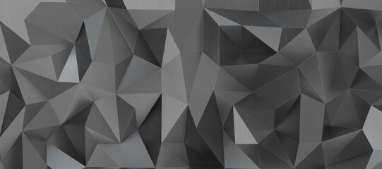 3D rendering of silver polygon wall i
