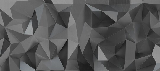 Fototapeta premium 3D rendering of silver polygon wall i
