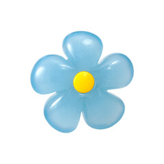 Blue plastic flower isolated on white background for conceptual compositions. Design element with clipping path