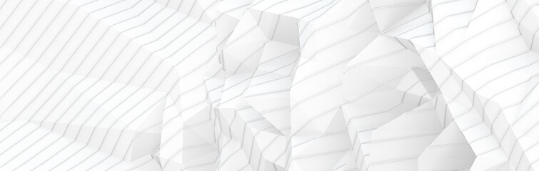 3D rendering of silver polygon wall i