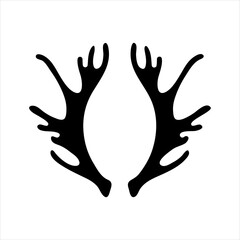 Obraz premium Antlers silhouette elk deer isolated on white background. Icon, logo, design element. Vector illustration