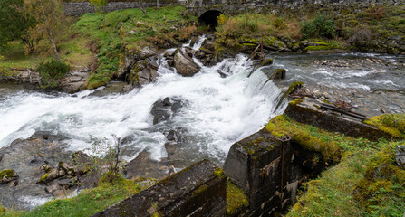 Naklejka na ściany i meble Storfossen, a waterfall in Geiranger, More og Romsdal, Norway