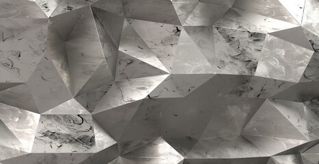 3D rendering of silver polygon wall i