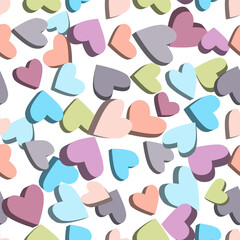 Hearts. Seamless pattern, fabric design, wrapping paper, wallpaper, background.