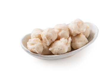 Fresh cuttlefish ball isolated on white background.