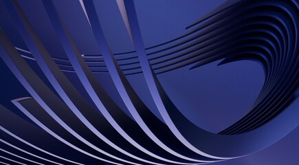 blue Abstract Panoramic Background. Minimal Striped Wallpaper
