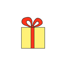 illustration. Festive gifts. Multicolored boxes with bows. yellow box with red ribbon
