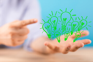 Green light bulb, eco-friendly business