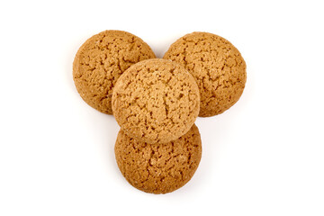 Oat cookies, isolated on white background.