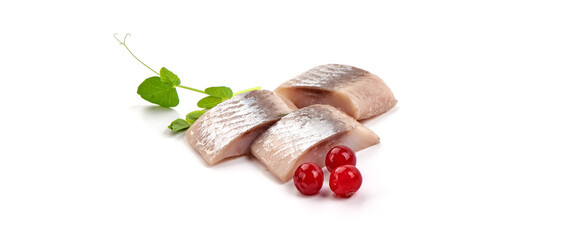 Salted herring, isolated on white background.