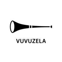Vuvuzela silhouette icon. Black simple vector of sport trumpet. Contour isolated pictogram on white background - 474184360