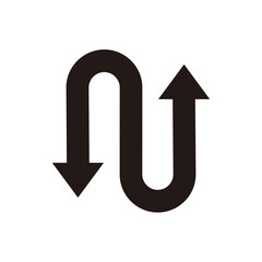 single 2 way double curved arrows icon, simple up down flat design concept vector for app ads web
