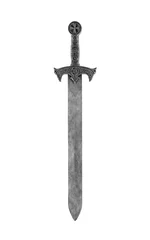 Fotobehang Medieval sword isolated on white with clipping path © Jakub Krechowicz
